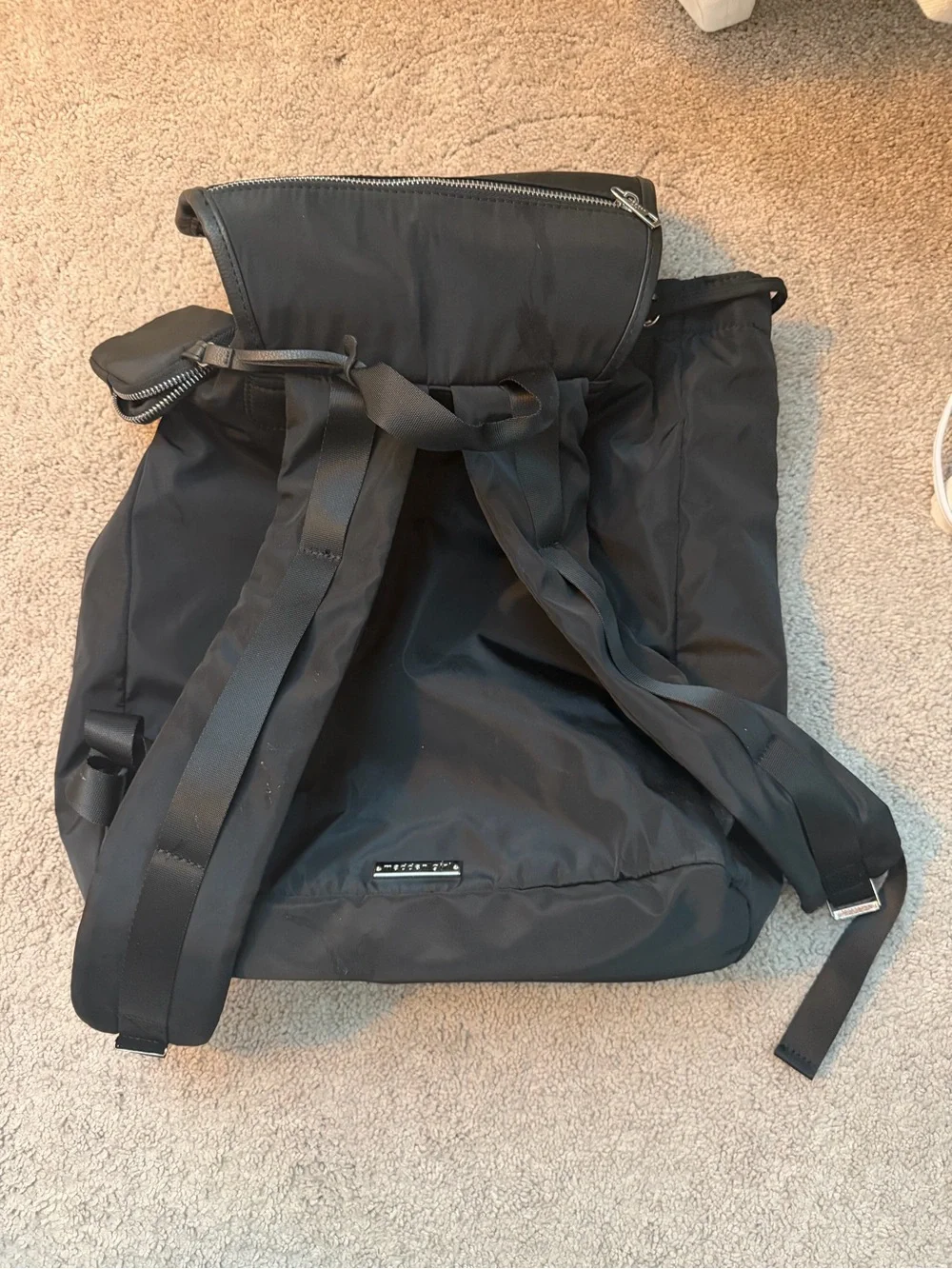 Madden Girl Black Nylon Backpack with Silver Hardware